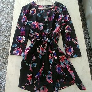 BooHoo Black floral print romper